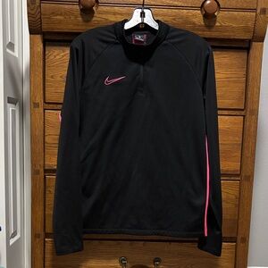 Nike Dri-Fit Quarter-Zip Performance Jacket Black with Hot Pink Accents